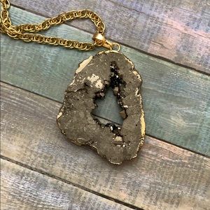 COPY - Beautiful Genuine Gray Druzy Pendant Necklace 34in